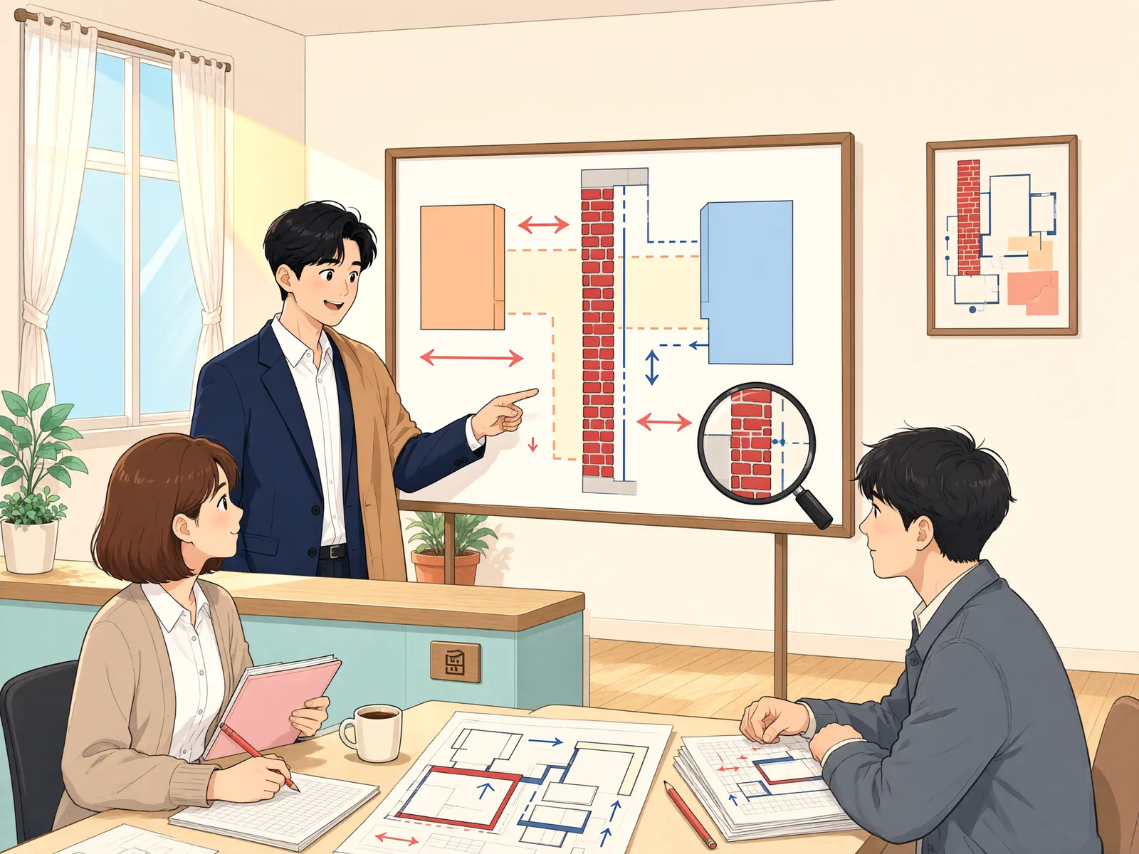 「맞벽이 방화기준을 어기면, 50cm 이격거리 규정이 되살아날까?」 상황을 그린 삽화