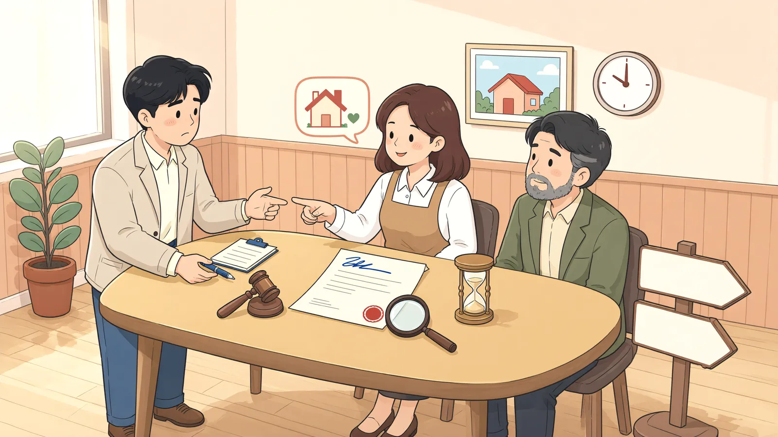 「“내 집 마련할 때까지”라는 임대차, 언제 끝날까?」 상황을 그린 삽화