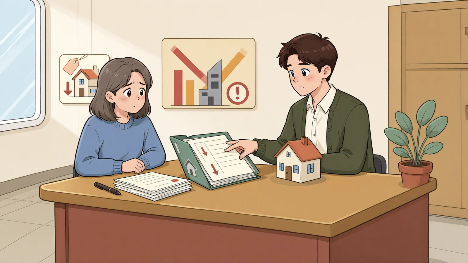 「빚이 남았다고 곧바로 파산할 수 있을까요?」 상황을 그린 삽화