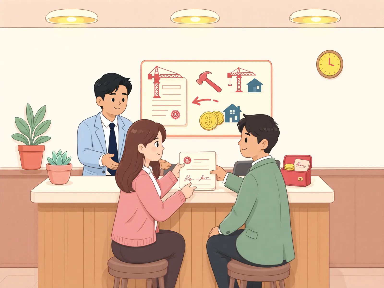 「건물에 가압류가 걸리면 공사대금 지연이자도 멈출까」 상황을 그린 삽화