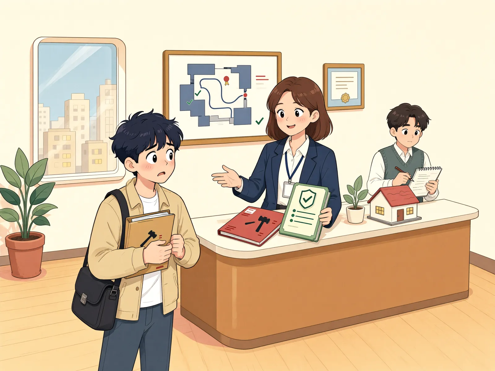 「경매 중인 집을 샀다면, 채권자가 늘린 금액까지 갚아야 할까?」 상황을 그린 삽화
