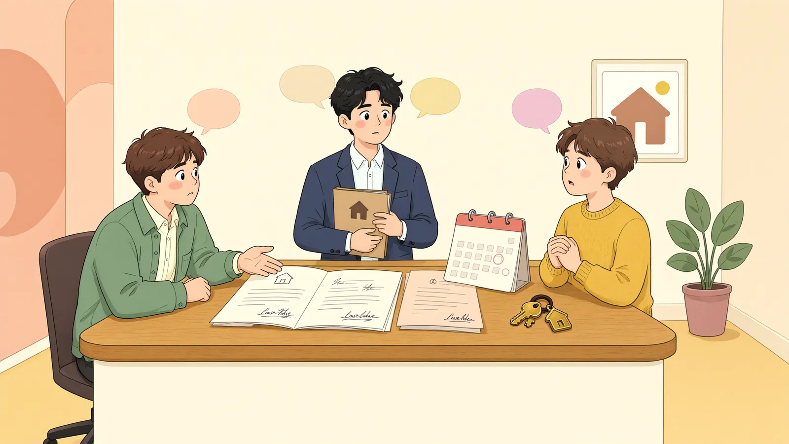 「계약은 끝났는데 영업은 계속… 전차인의 부담은?」 상황을 그린 삽화