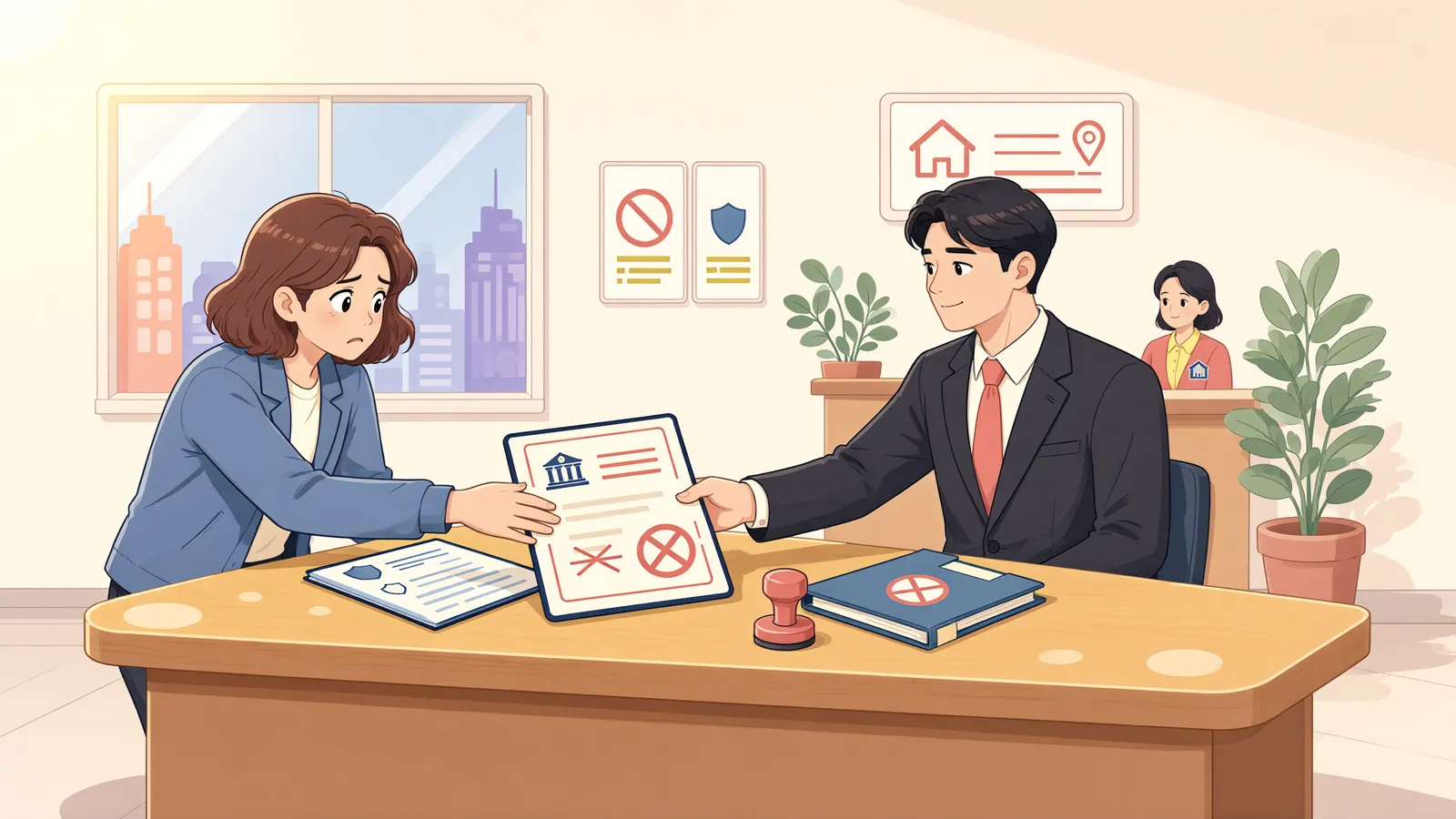 「파산관재인이 소송을 이어받아도, 제척기간은 처음 제기한 때를 봅니다」 상황을 그린 삽화
