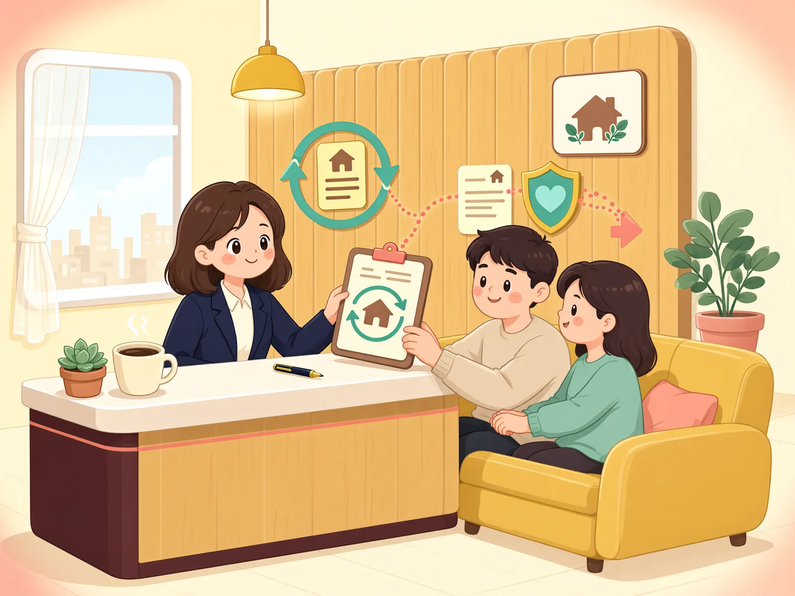 「갱신된 임대차, 처음 보증금의 권리는 그대로일까」 상황을 그린 삽화