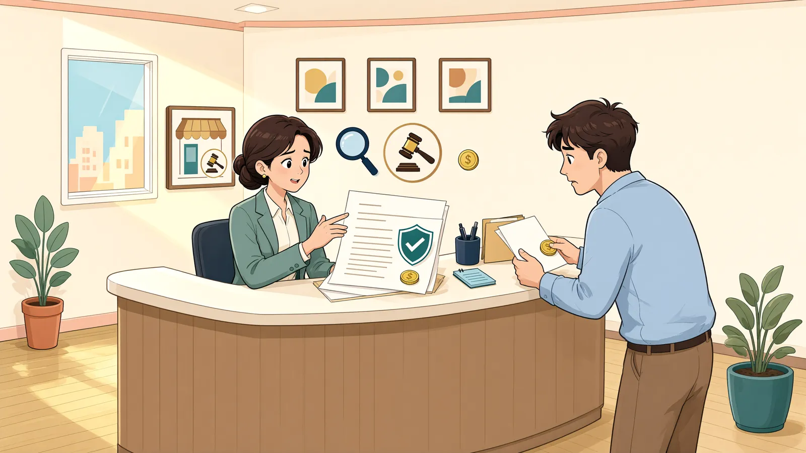 「경매 통지를 받은 교회, 보증금은 먼저 돌려받을 수 있을까」 상황을 그린 삽화
