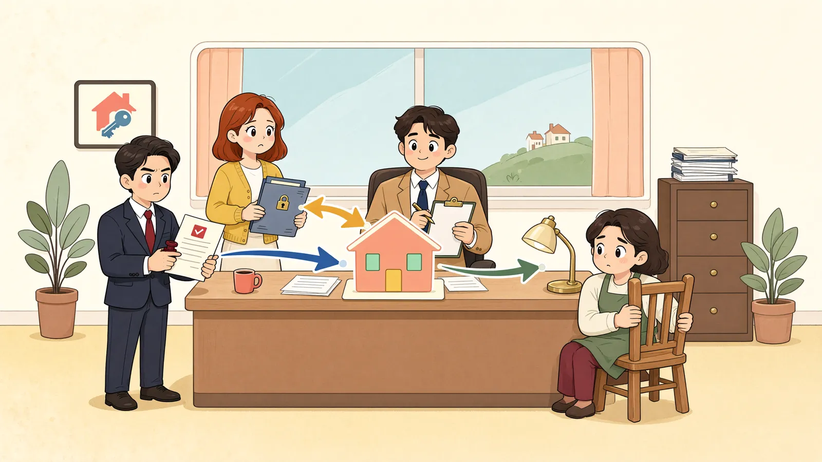 「가압류등기 뒤 생긴 유치권, 경매 매수인에게도 통할까」 상황을 그린 삽화