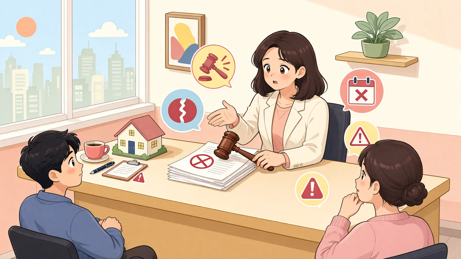 「세 달 밀렸다면 바로 해지될까?」 상황을 그린 삽화