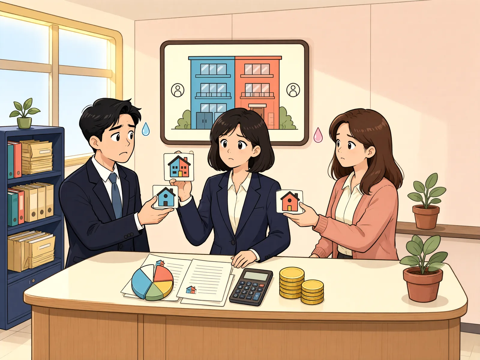 「공동으로 산 캠핑밴, 한 사람이 계속 쓰면?」 상황을 그린 삽화
