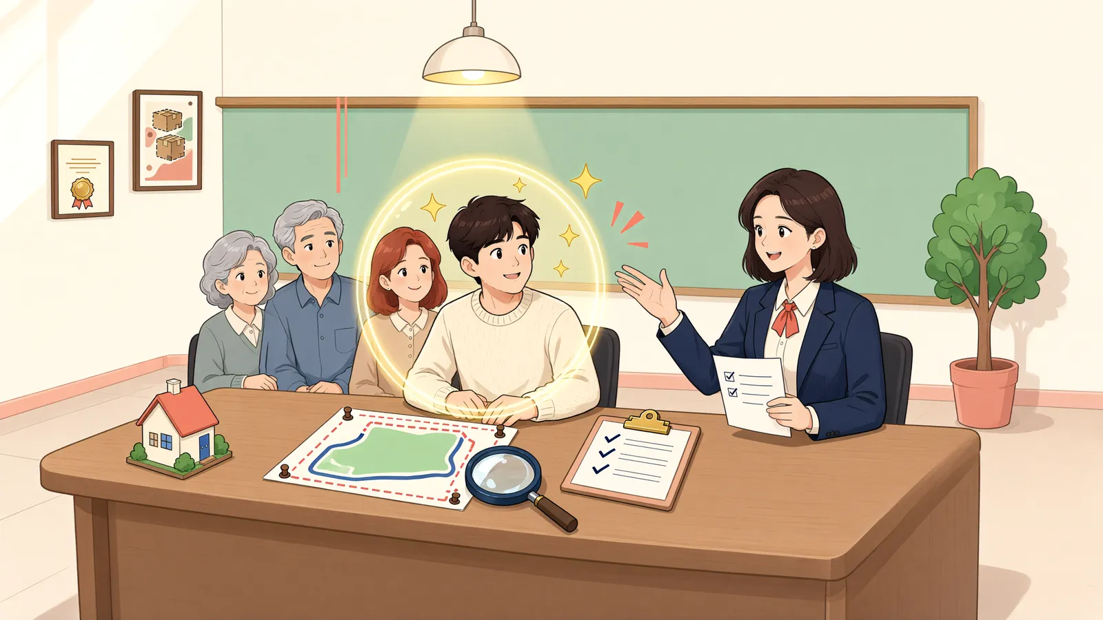 「공유자들의 의견이 갈려도, 내 지분의 잔여지 수용을 청구할 수 있을까」 상황을 그린 삽화