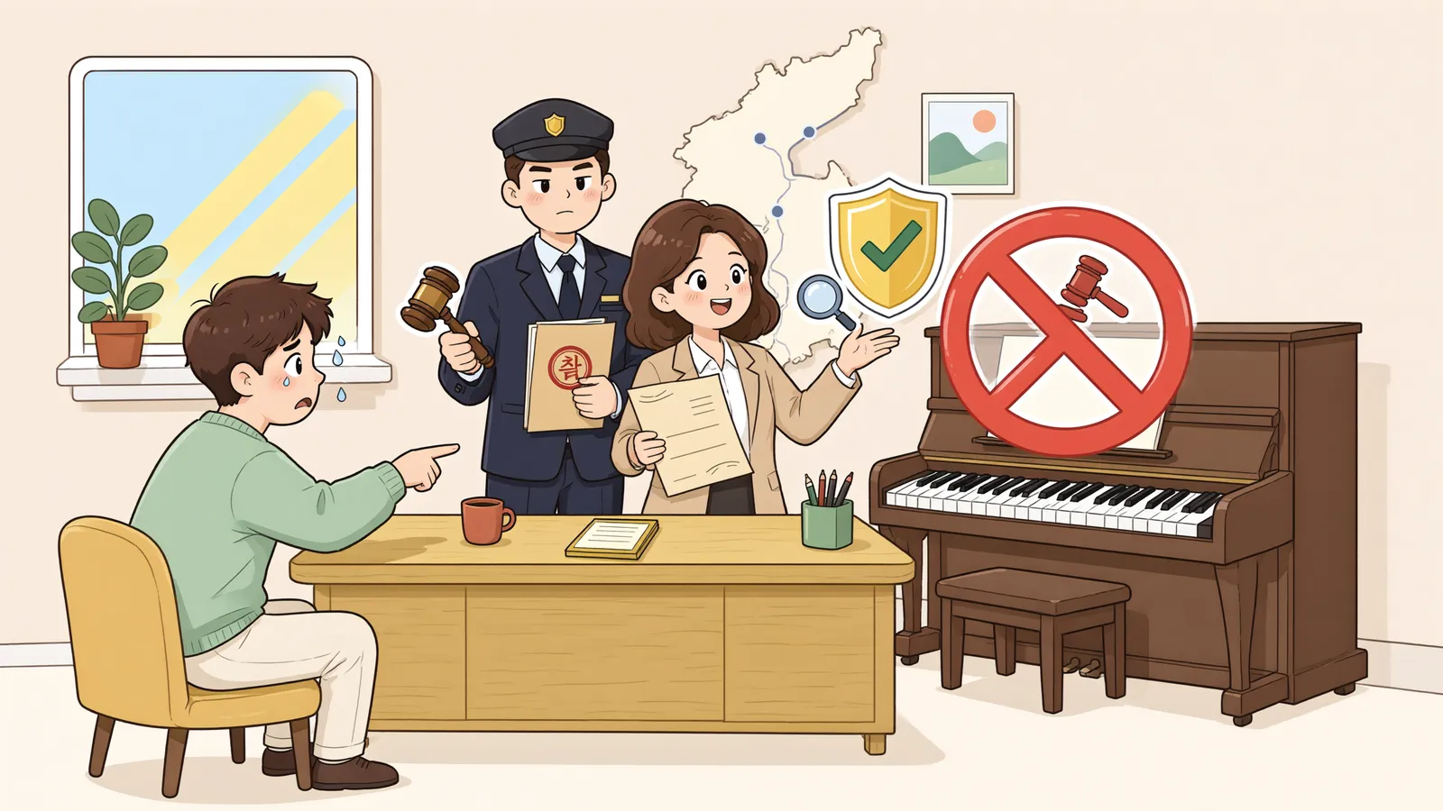 「딸의 첼로까지 압류됐다면, 집행을 멈출 방법이 있을까」 상황을 그린 삽화