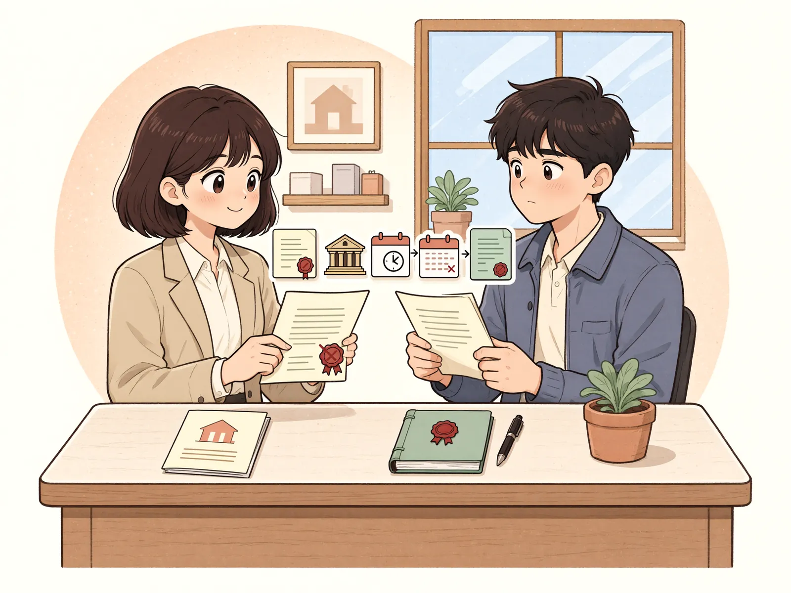 「가압류는 취소됐는데, 시효중단 효과도 사라질까?」 상황을 그린 삽화