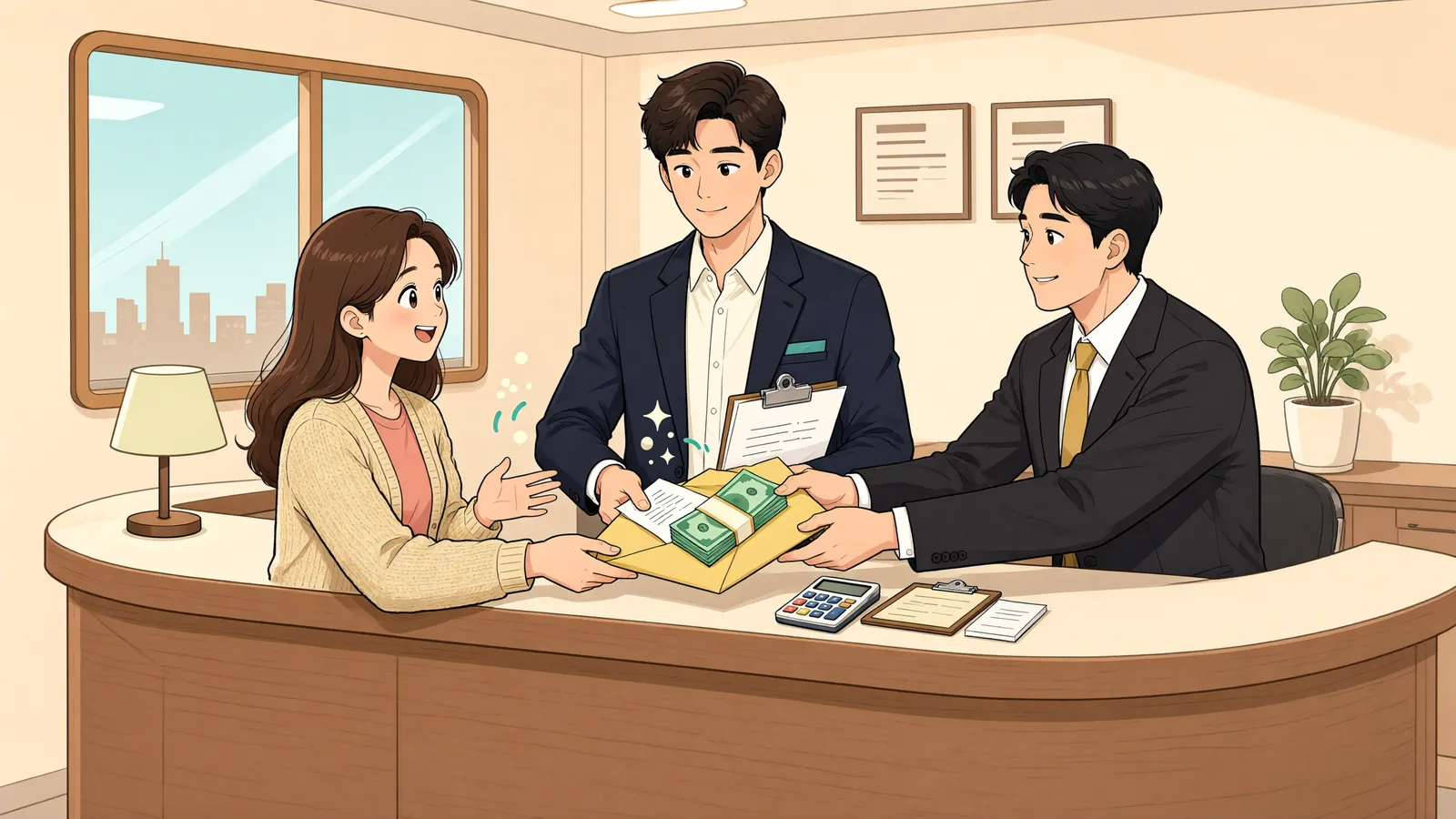 「추심명령을 받았는데 은행이 바로 지급하지 않는다면」 상황을 그린 삽화