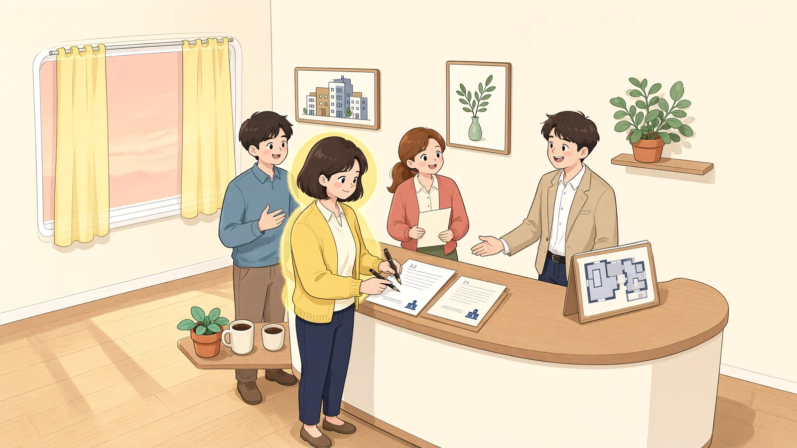 「계약서에 한 사람만 임차인으로 적혔다면 보증금은 누구에게 돌려줄까」 상황을 그린 삽화