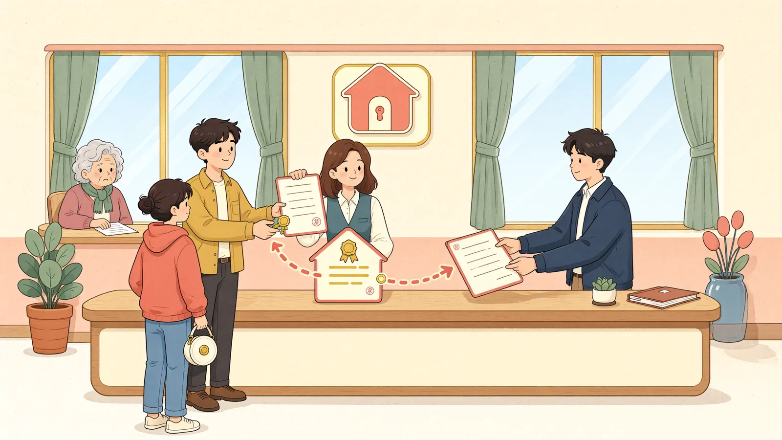 「집주인이 바뀌면 보증금 가압류도 따라갈까?」 상황을 그린 삽화