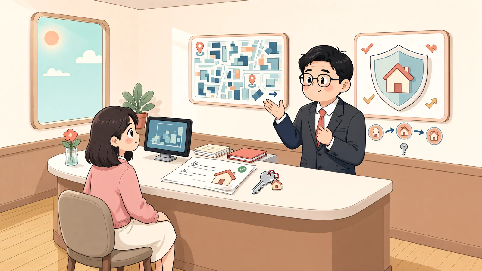 「전차인이 주민등록을 마쳤다면, 임차인의 대항력은 이어질까」 상황을 그린 삽화
