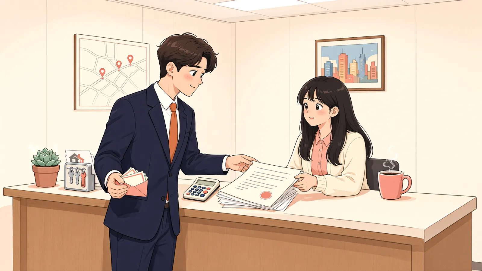 「권리금, 임대분양 대행자가 받으면 배임일까」 상황을 그린 삽화