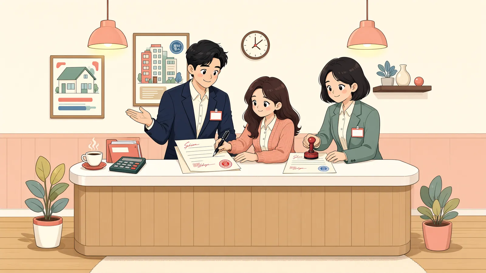 「다른 계열사 위임장만으로 매매계약이 성립할까」 상황을 그린 삽화