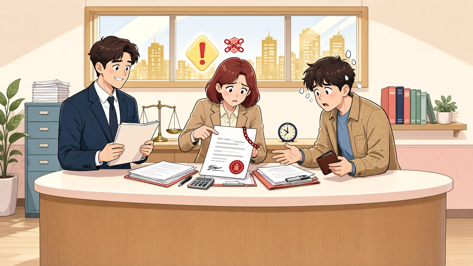 「퇴직금을 가압류당했다면, 그냥 보류해도 괜찮을까?」 상황을 그린 삽화