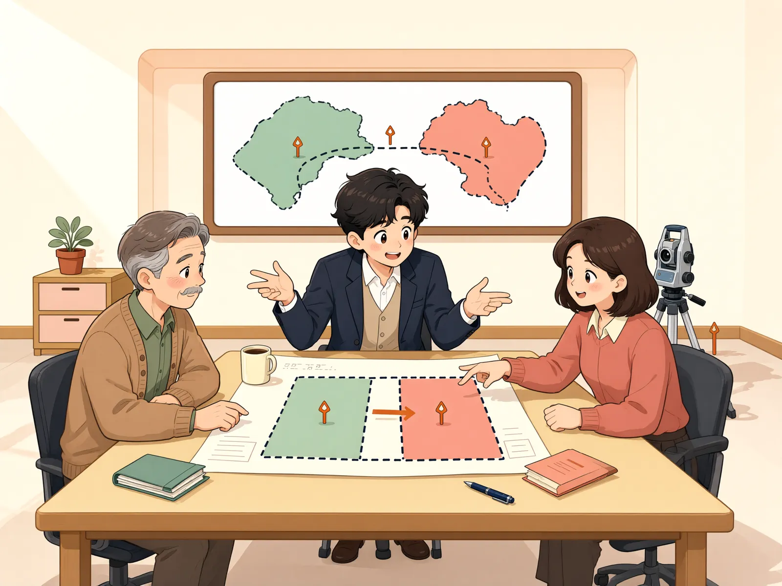 「담장 비용, 반반일까 면적대로일까」 상황을 그린 삽화