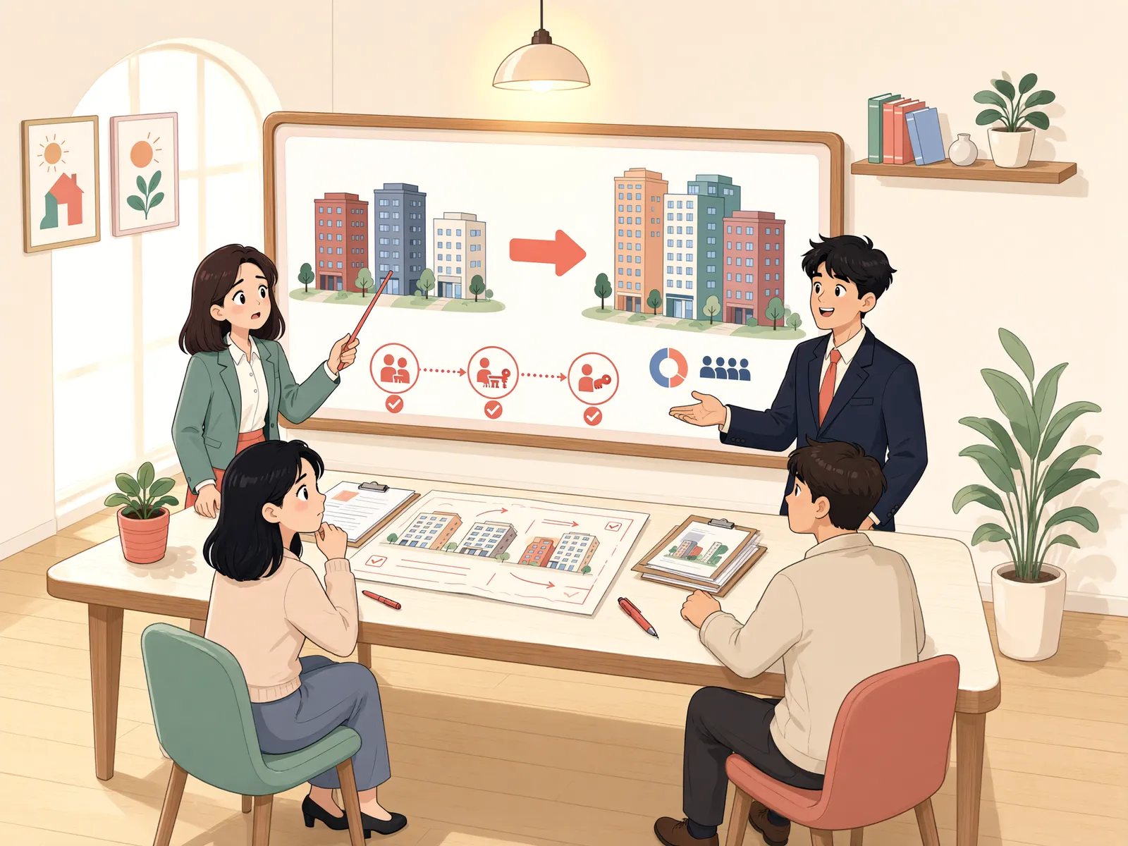「단지 전체 84% 찬성인데, 한 동이 빠졌다면?」 상황을 그린 삽화