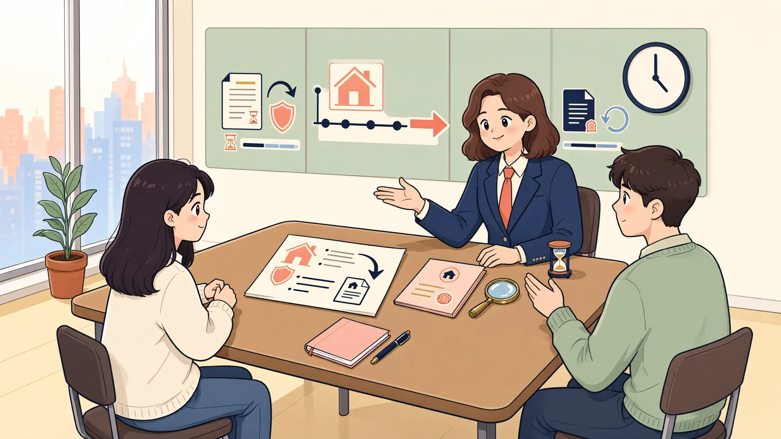「경매로 산 건물, 공사업자의 유치권과 시효 연장」 상황을 그린 삽화