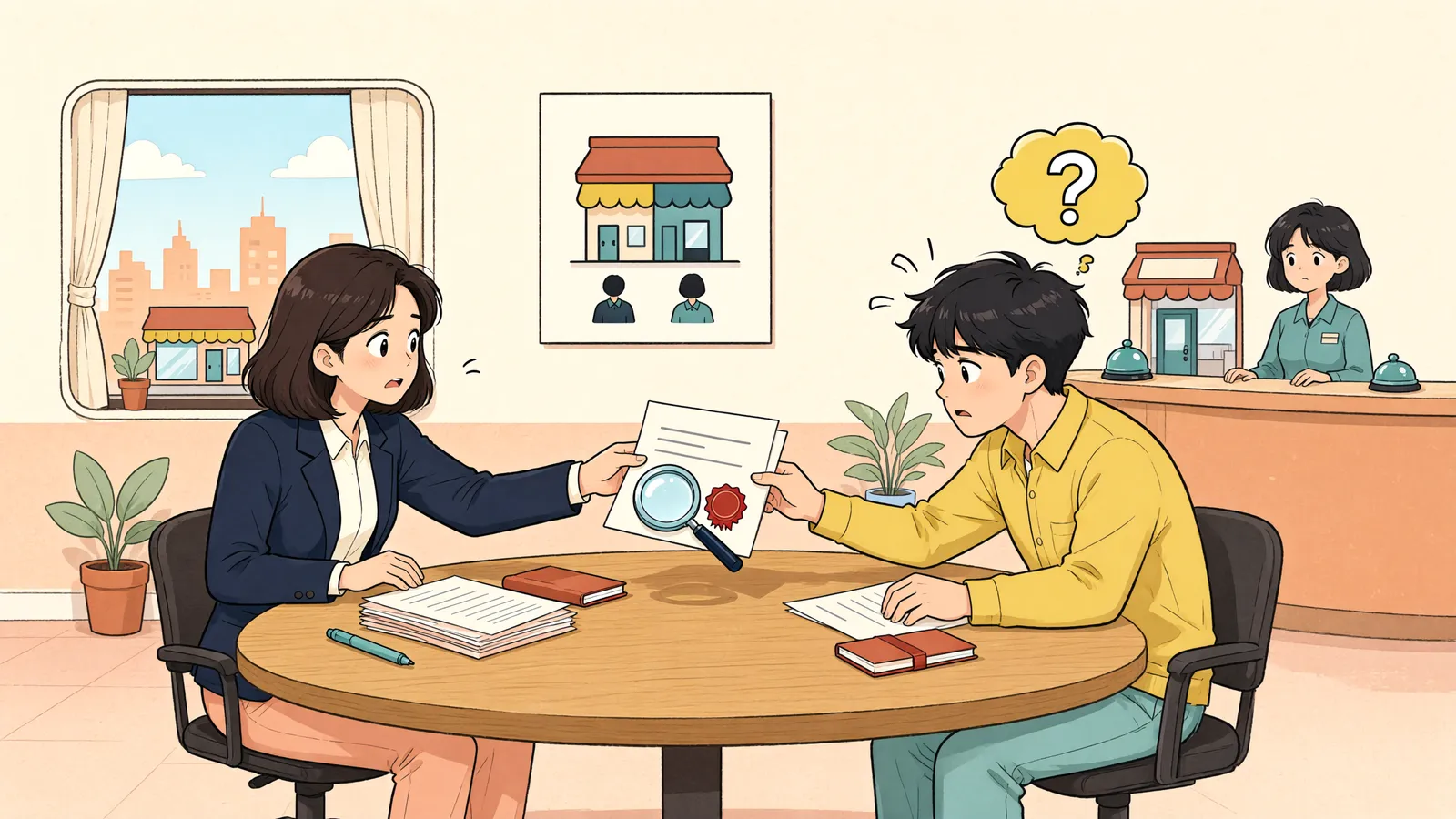 「공유 상가의 갱신거절, 한 사람의 통지만으로 될까」 상황을 그린 삽화