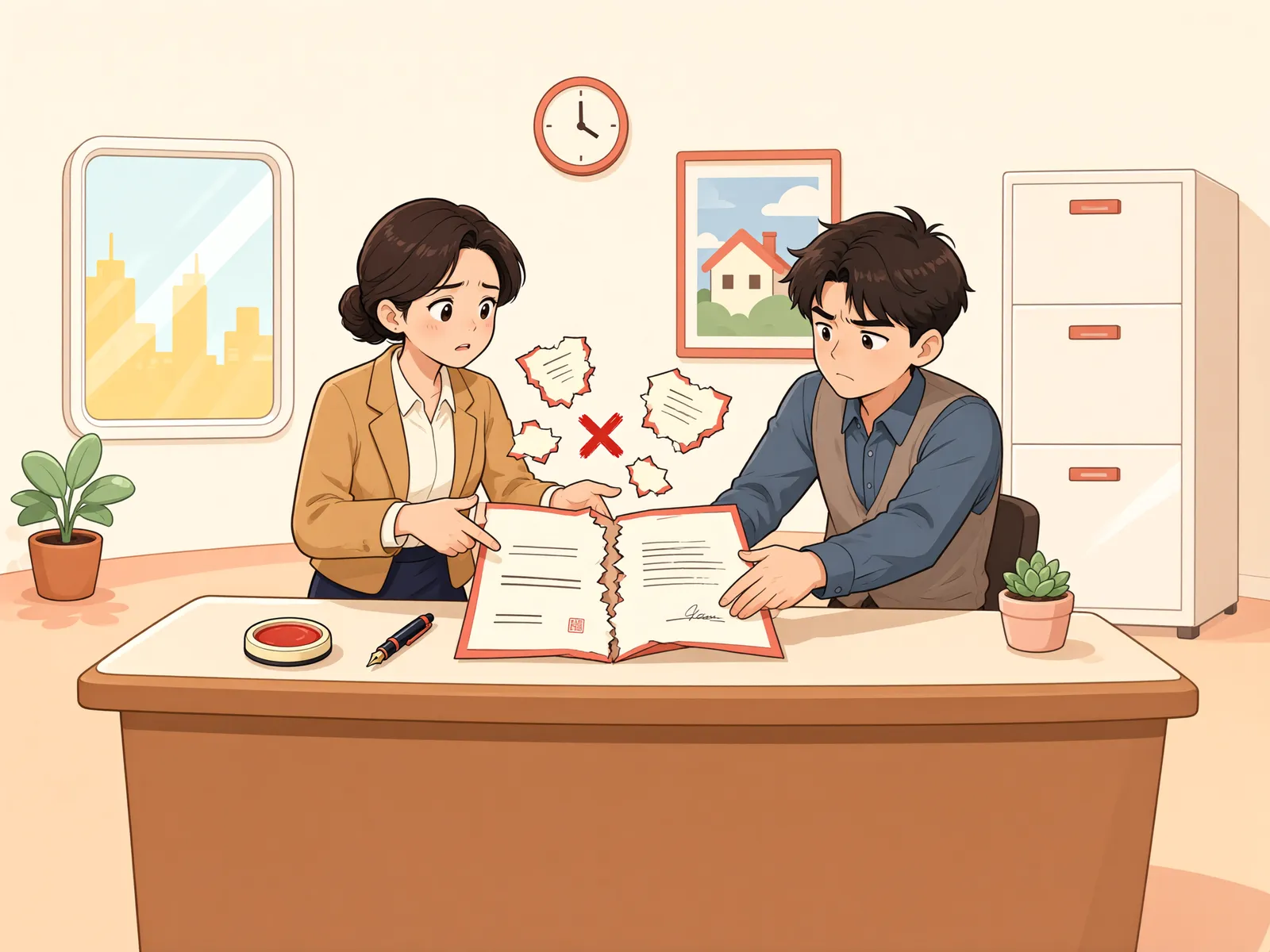 「뒤늦은 담보 약속, 전대차를 끝낼 수 있을까」 상황을 그린 삽화