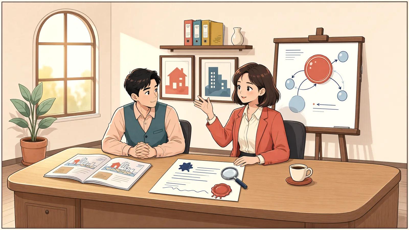 「뒤늦게 경매를 신청한 근저당권자, 먼저 진행된 경매에 항고할 수 있을까」 상황을 그린 삽화