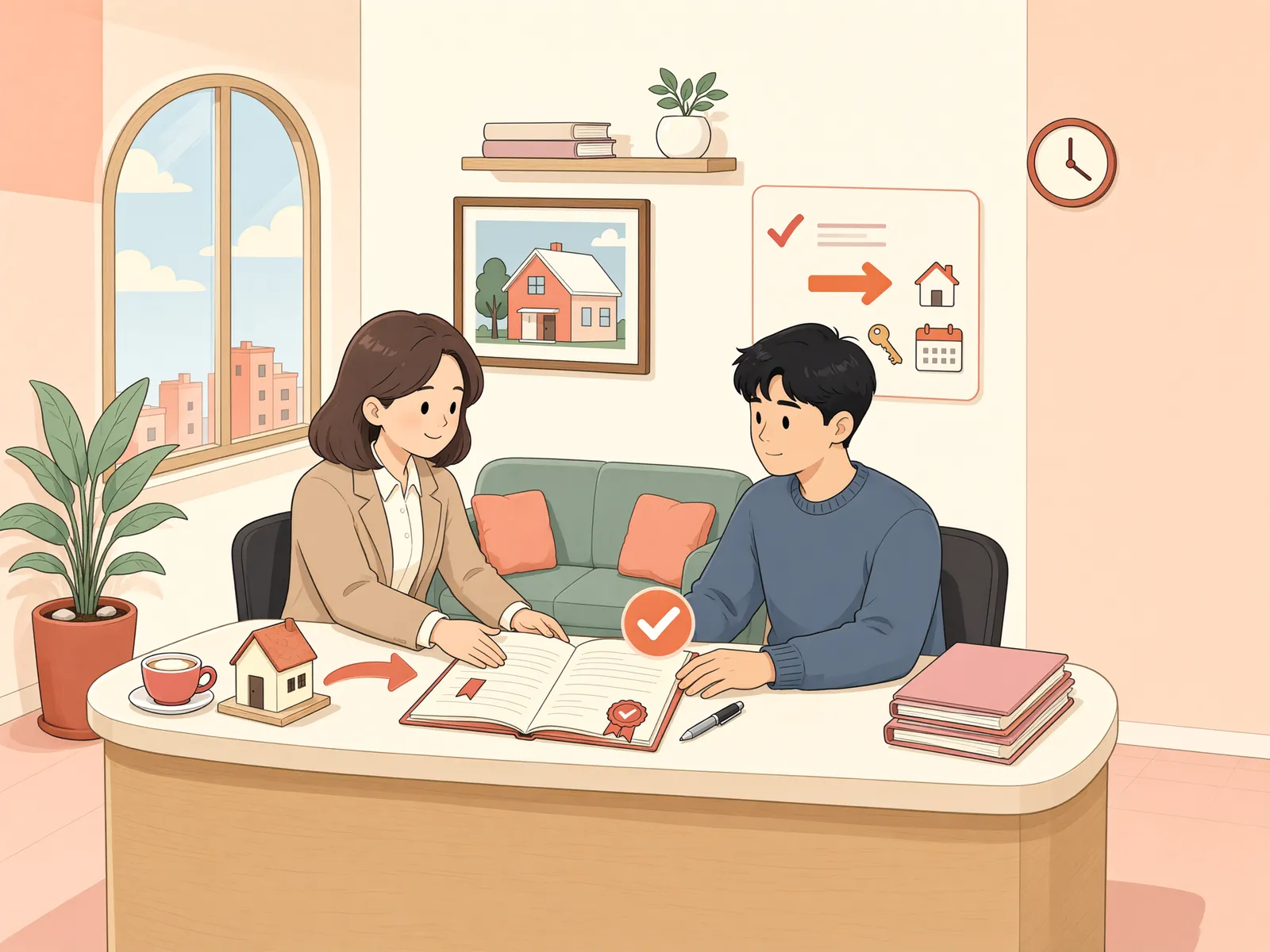 「매매로 넘긴 부동산, 빚을 갚으면 되찾을 수 있을까」 상황을 그린 삽화
