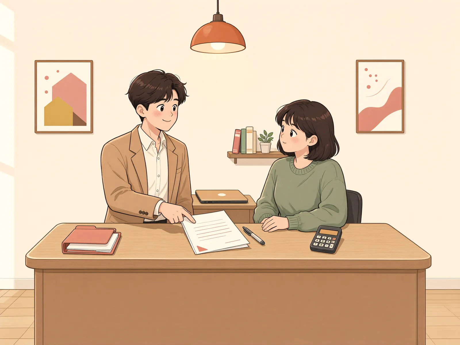 「보증금 일부를 월세로 바꿀 때, 임대인이 정한 금액대로 내야 할까?」 상황을 그린 삽화