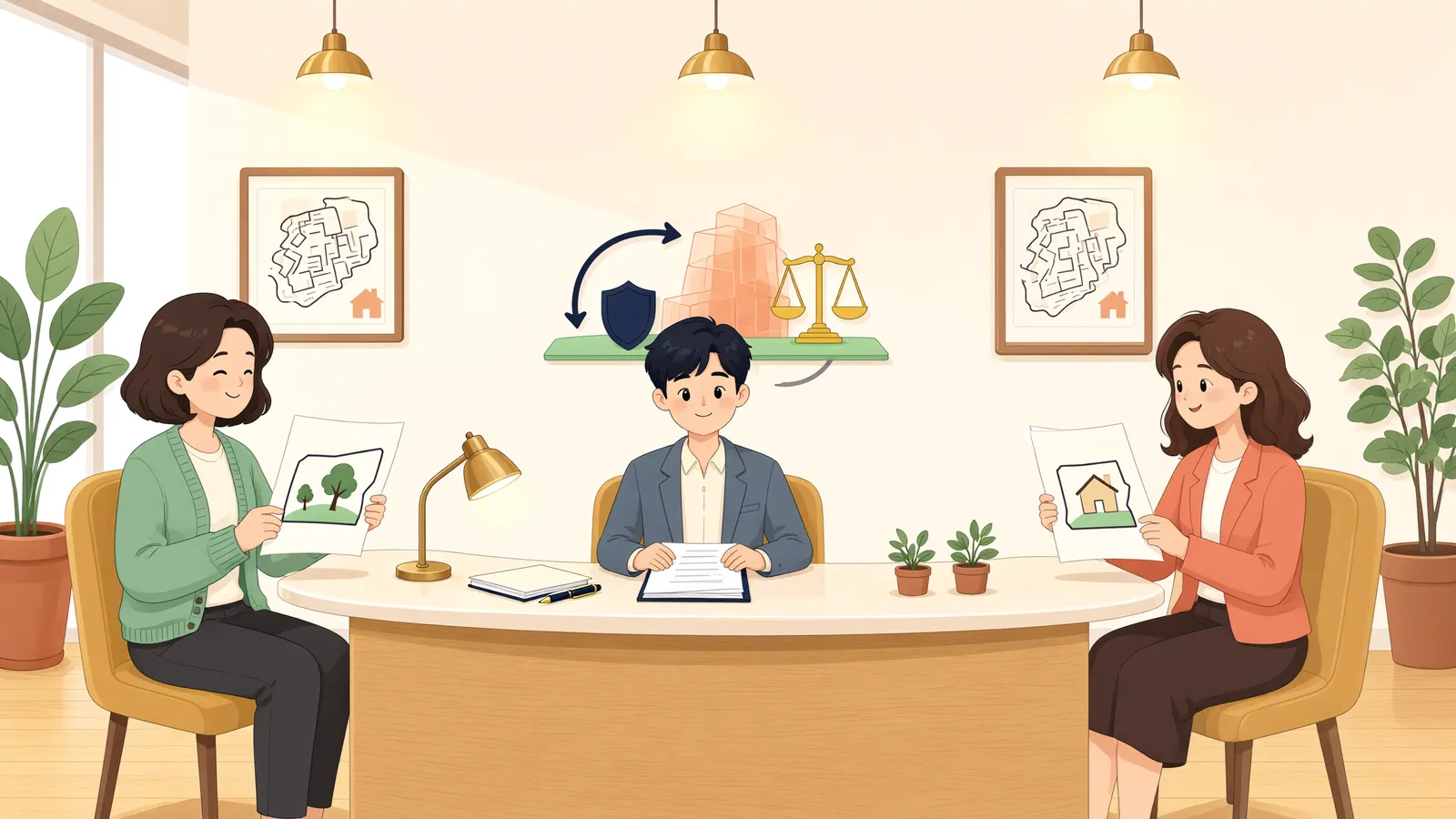 「담보로 잡은 땅에 제3자가 건물을 짓는다면」 상황을 그린 삽화