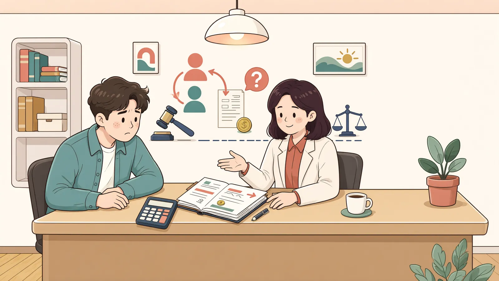 「상속등기 비용, 경매대금에서 먼저 받을 수 있을까?」 상황을 그린 삽화