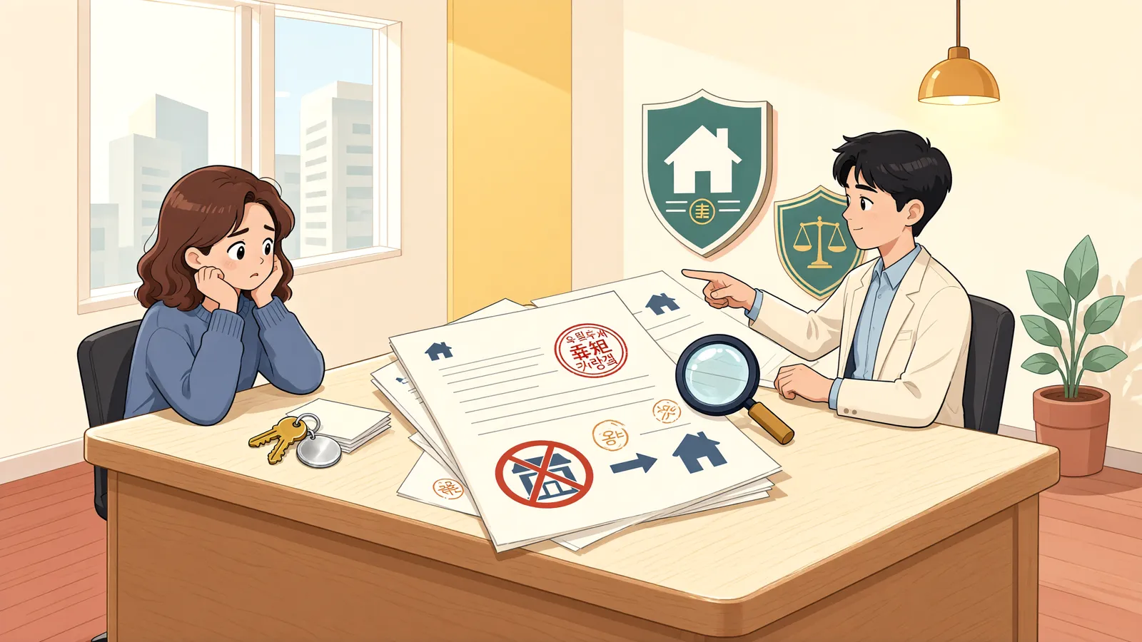 「근린생활시설을 집처럼 빌렸다면, 소액임차인 보호도 받을 수 있을까」 상황을 그린 삽화