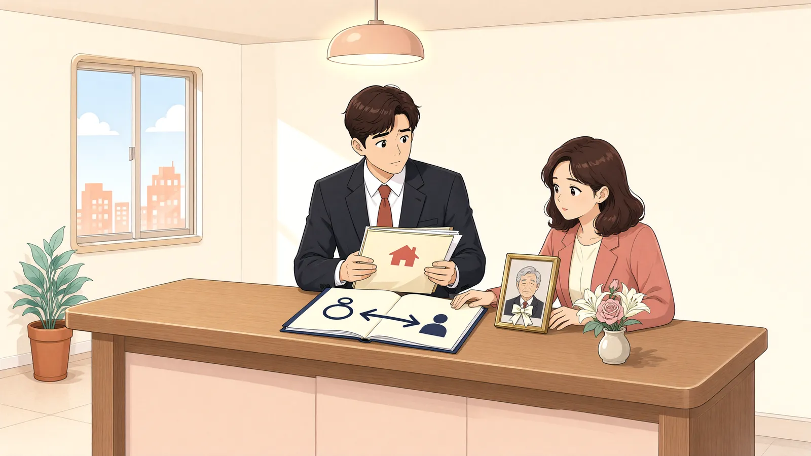「배우자 사망 뒤에도 명의신탁은 이어질까」 상황을 그린 삽화