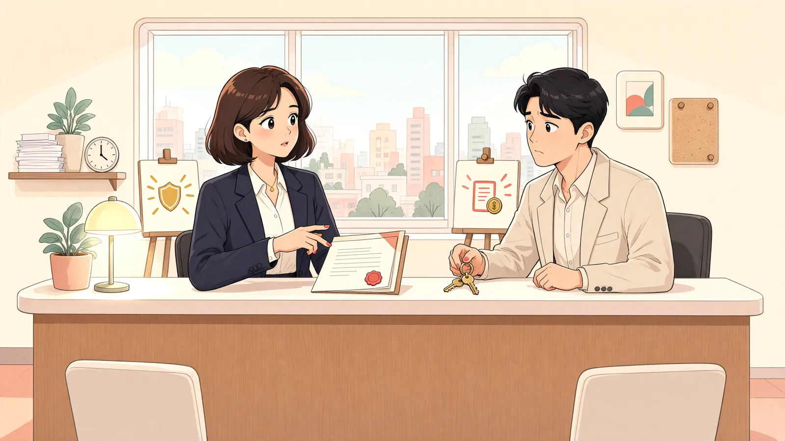 「냉동창고 고장으로 상품까지 상했다면, 손해는 어디까지 물을 수 있을까」 상황을 그린 삽화