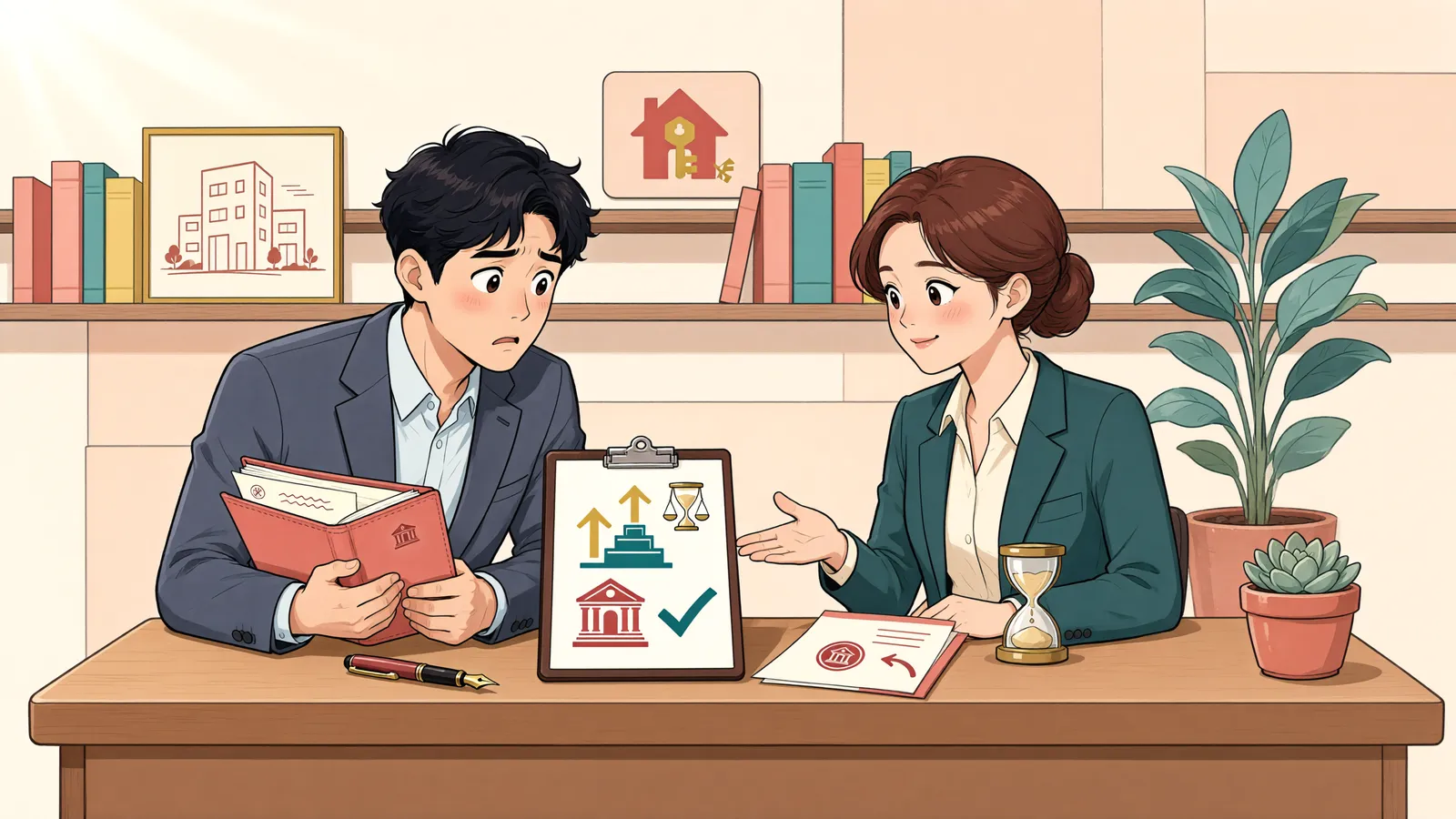 「이혼 상고심 중 접근금지가처분, 어디에 신청해야 할까」 상황을 그린 삽화
