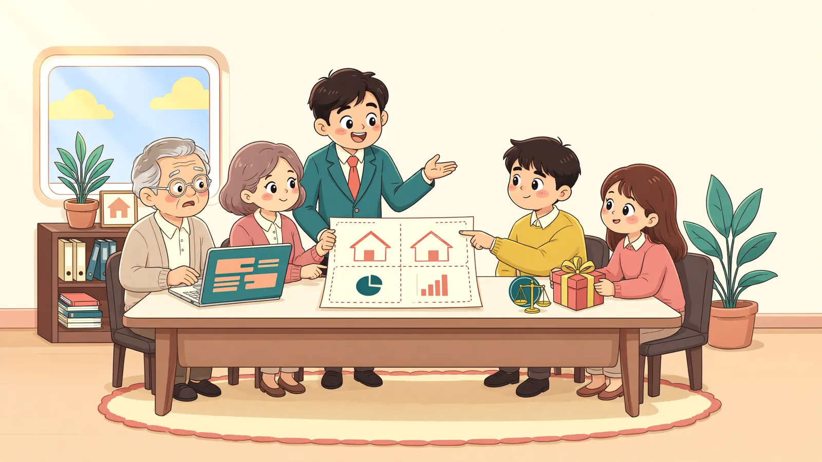 「상속재산을 더 받았는데, 형제에게 증여받은 걸까요?」 상황을 그린 삽화