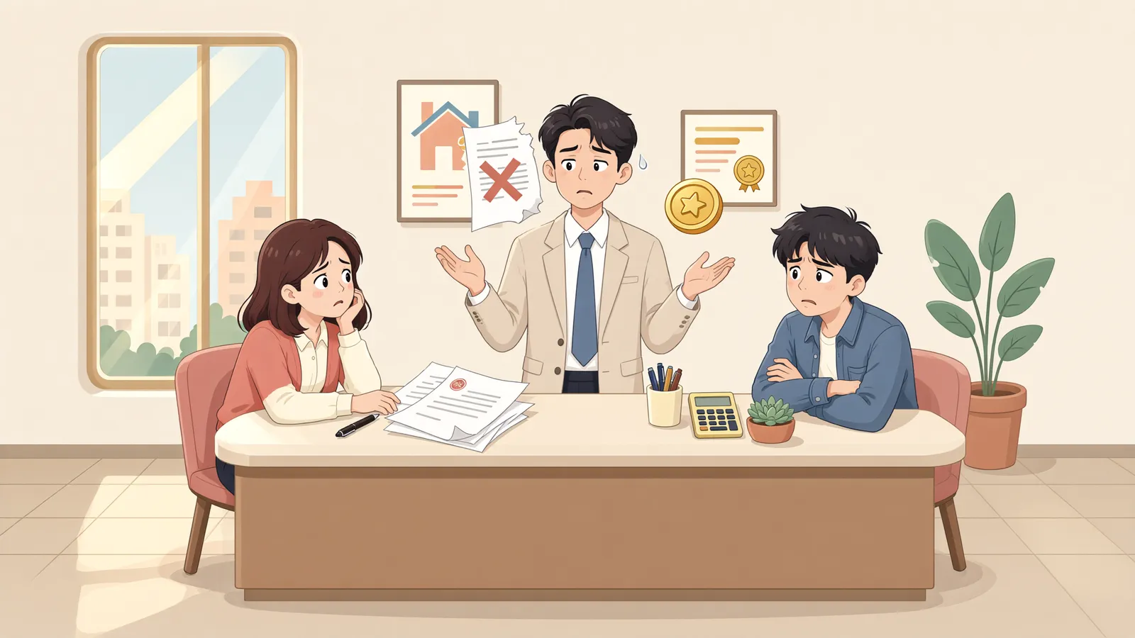 「송금했다고 매매계약이 된 걸까」 상황을 그린 삽화