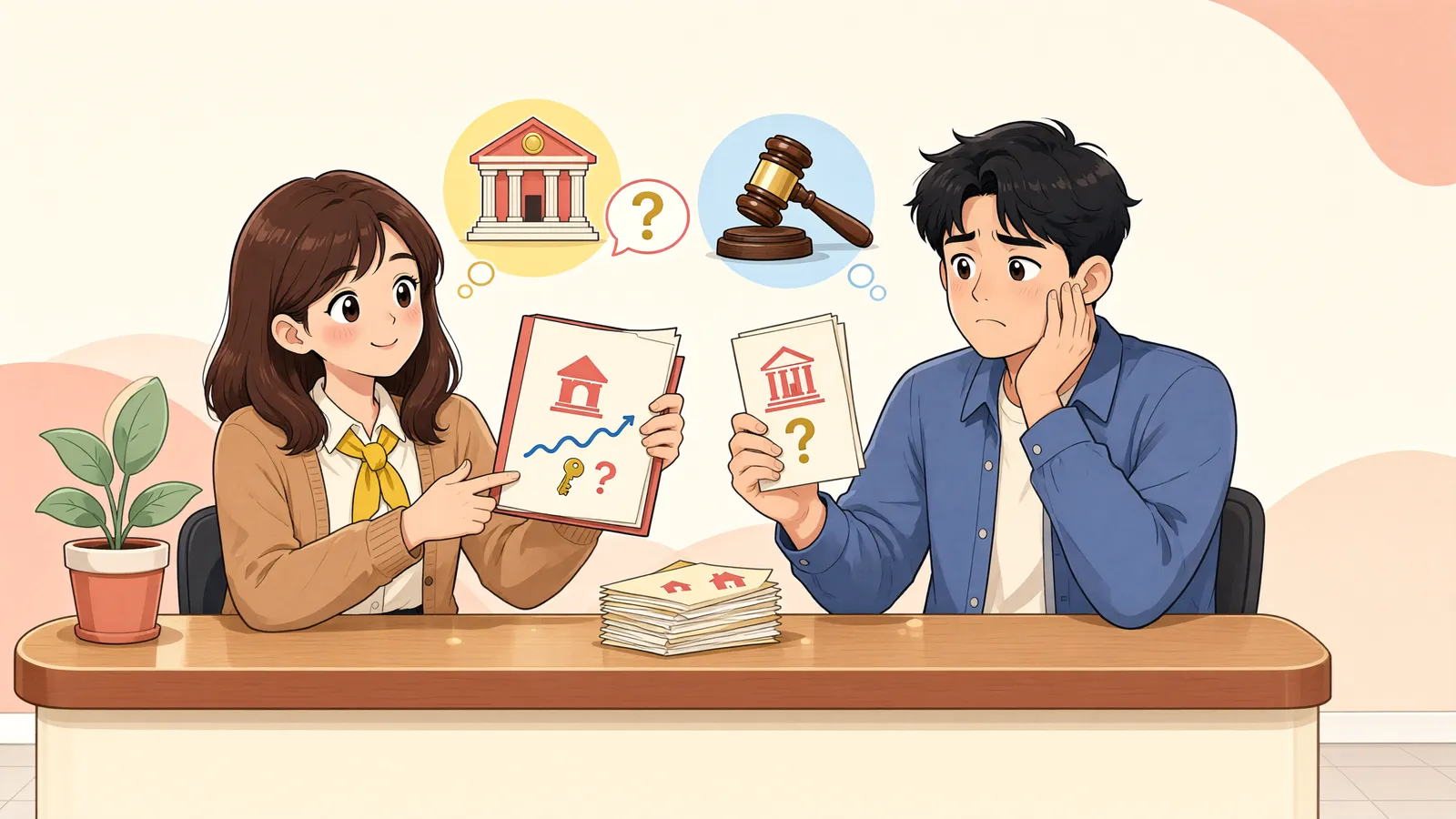 「도로구역 고시 뒤 설치한 비닐하우스, 민사소송으로 철거할 수 있을까?」 상황을 그린 삽화