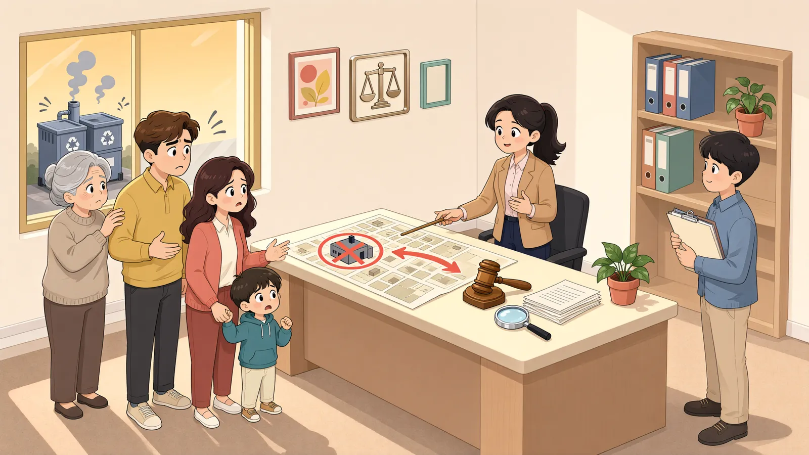 「장례식장 옆집, 존재만으로 생활방해일까」 상황을 그린 삽화