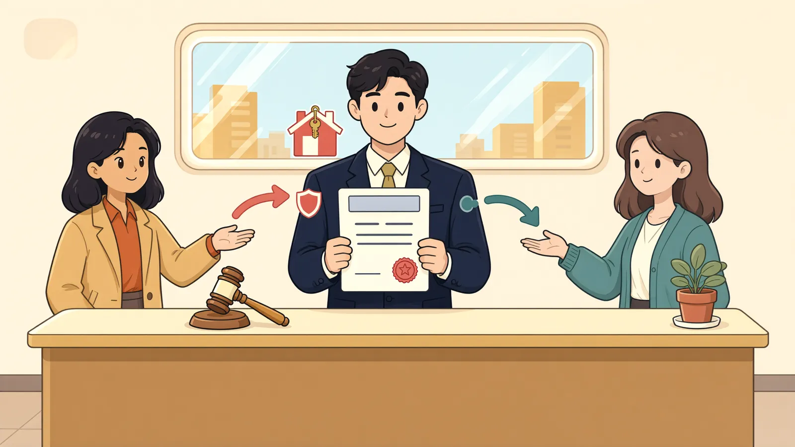 「대위소송에서 받은 돈, 다른 채권자가 압류할 수 있을까」 상황을 그린 삽화