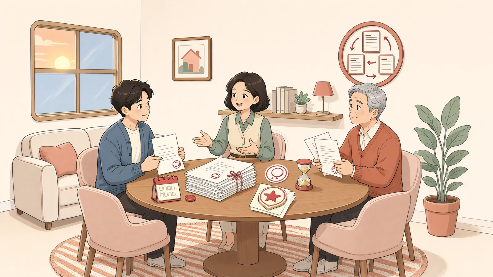 「배당요구를 잘못했다면, 처음 계약서로 바꿔 주장할 수 있을까」 상황을 그린 삽화