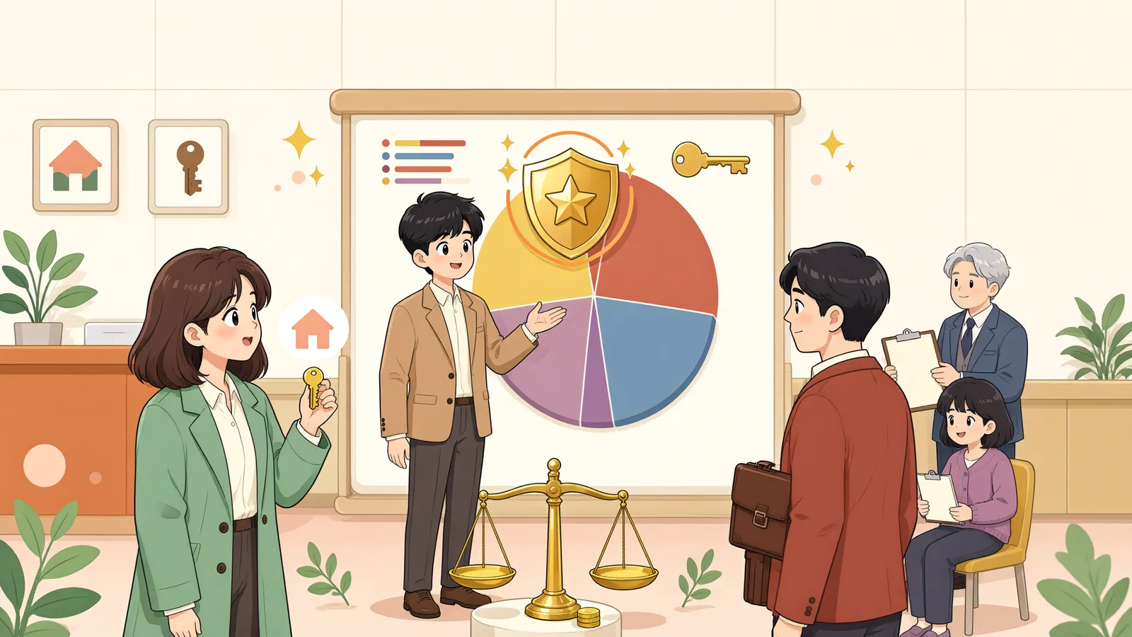 「확정일자와 저당권 설정일이 같은 날이라면」 상황을 그린 삽화