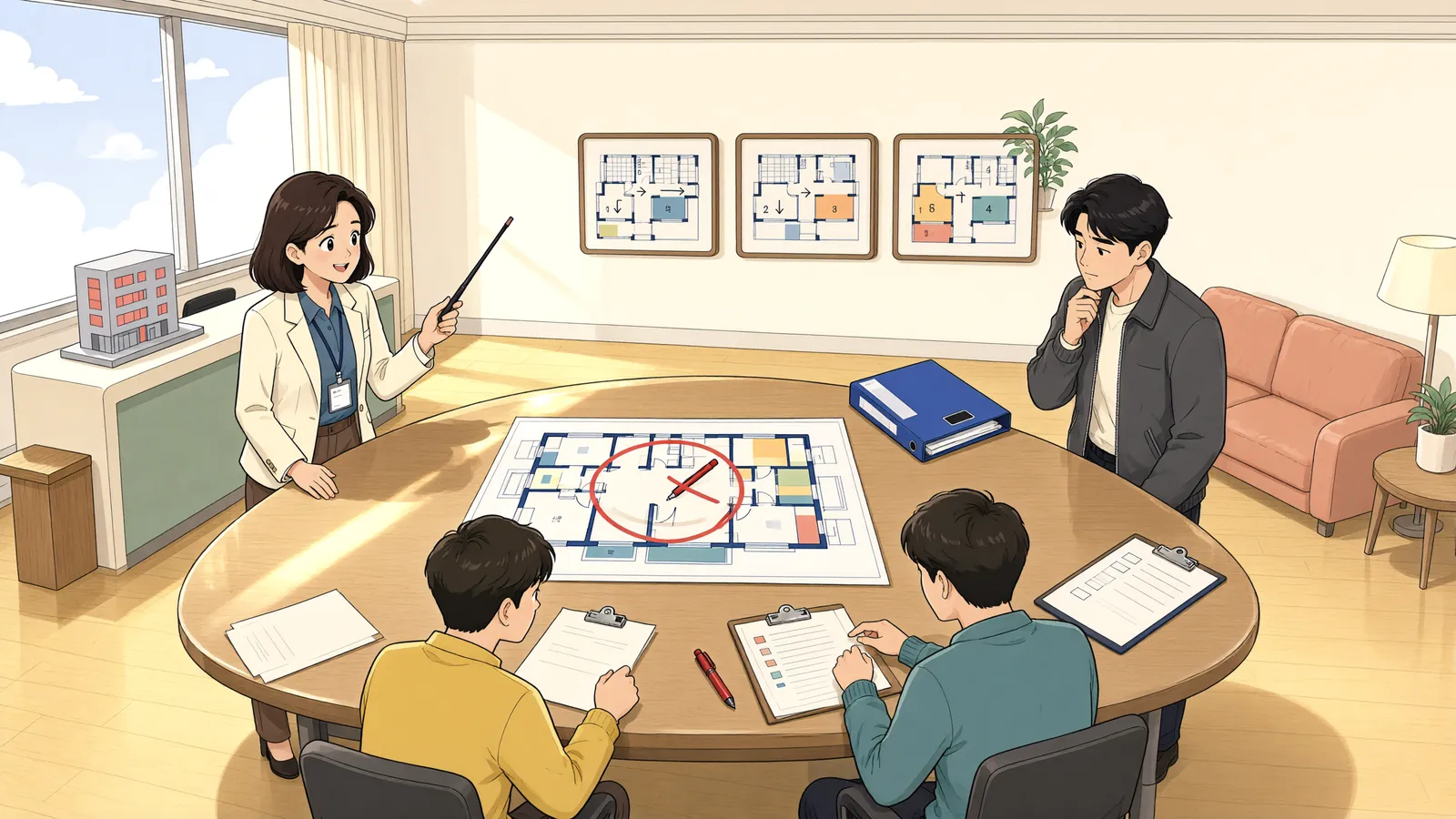 「늦게 모은 동의서, 처음 결의까지 살릴 수 있을까」 상황을 그린 삽화