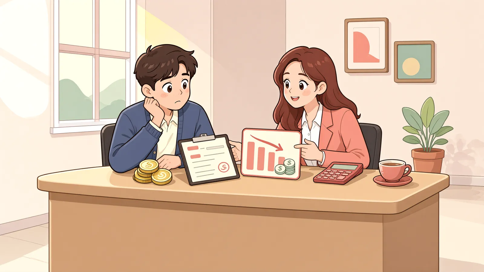 「보증금을 낮추고 월세를 올렸다면, 전환액부터 계산해야 합니다」 상황을 그린 삽화