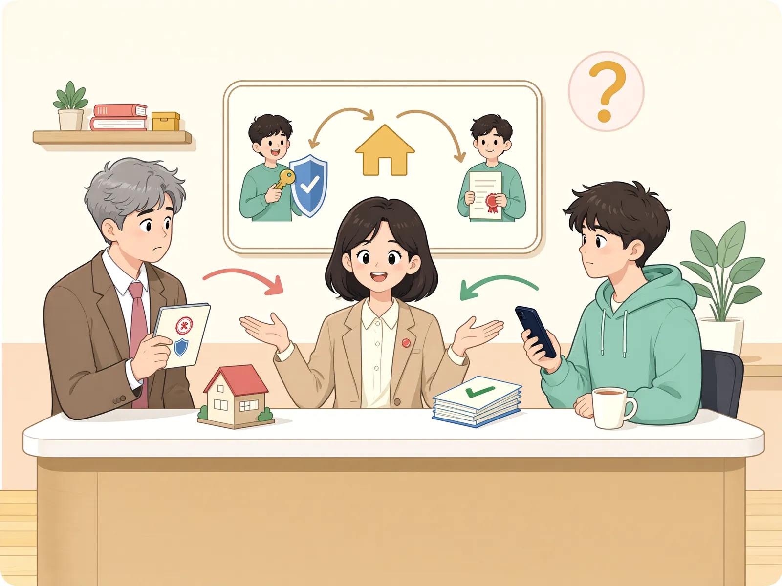 「선순위 저당권 뒤에 얻은 대항력, 경매 후에도 남을까」 상황을 그린 삽화