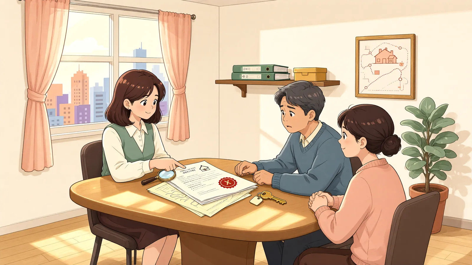 「파산하면 집 안 살림도 모두 가져갈까?」 상황을 그린 삽화