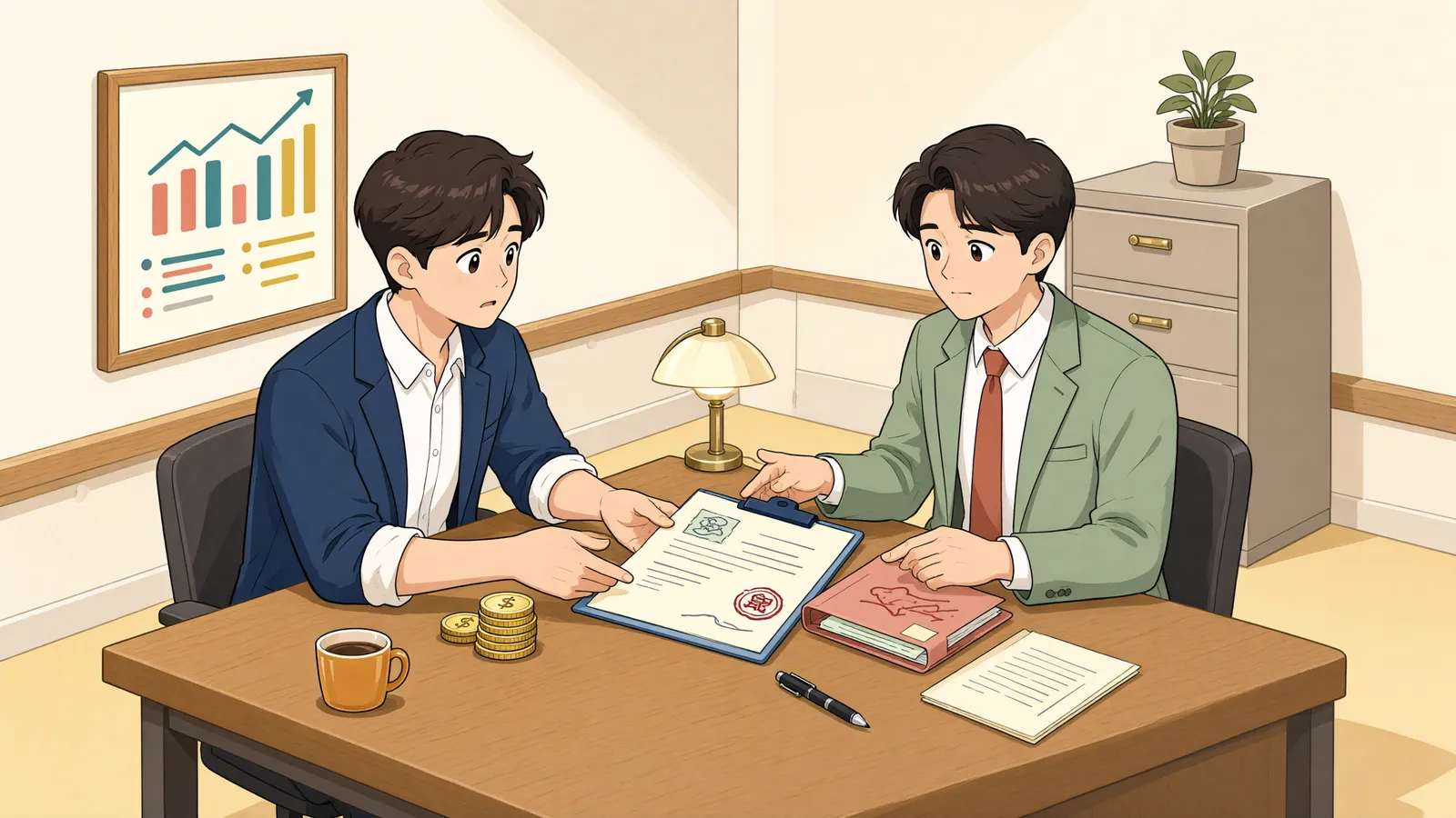 「근저당이 있는 집을 넘겨받고 직접 갚았다면, 매도인에게 청구할 수 있을까」 상황을 그린 삽화