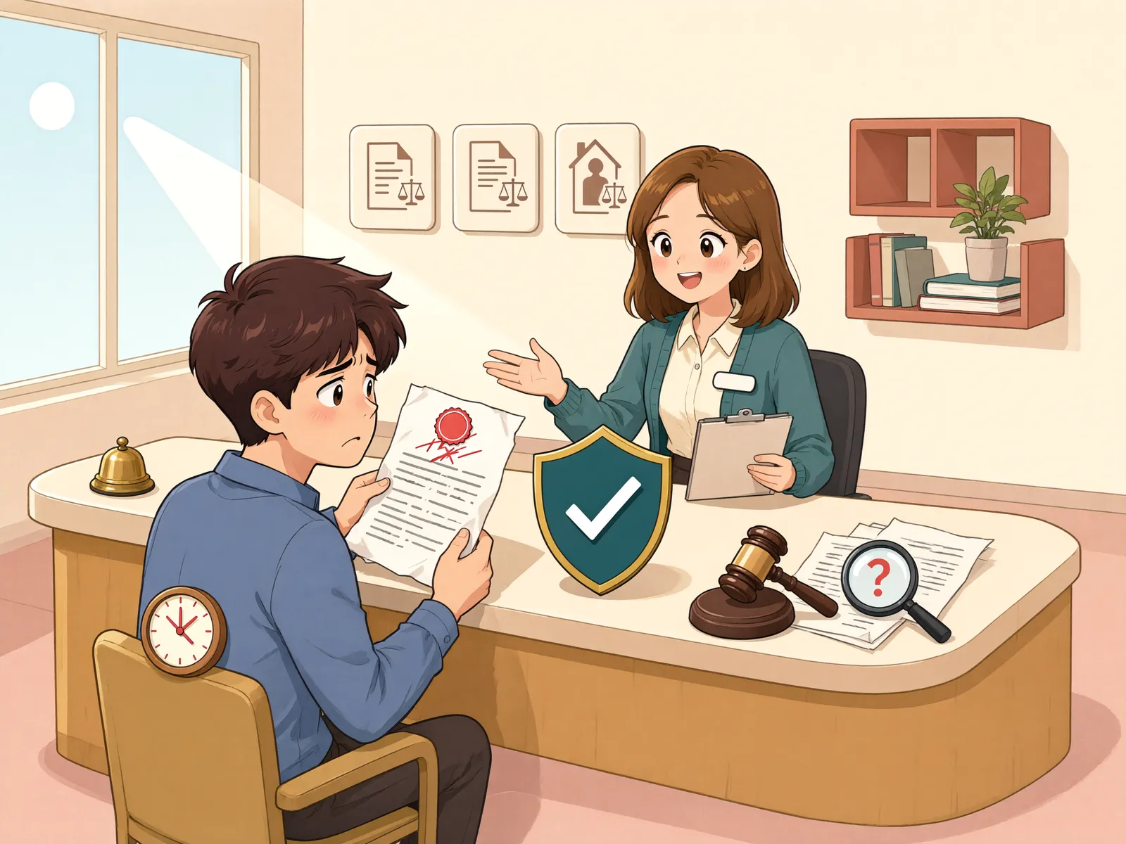 「위조된 가처분 해제, 등기 말소를 되돌리려면」 상황을 그린 삽화