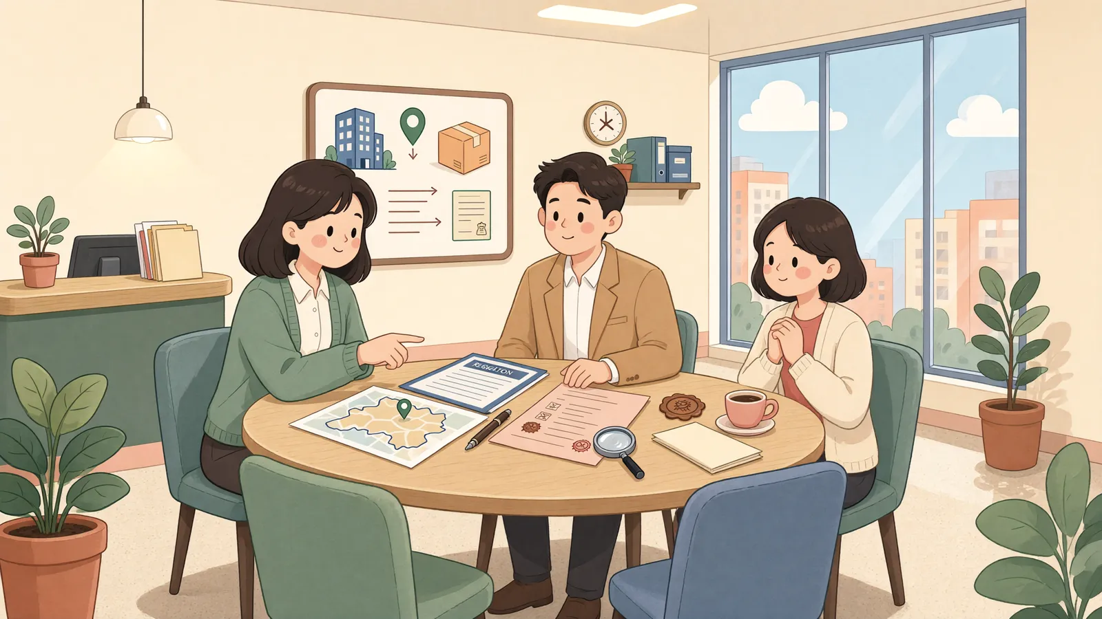 「대지권 없는 아파트 낙찰, 등기는 누구에게 청구할까」 상황을 그린 삽화